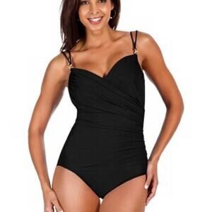 Miraclesuit Captiva Underwire Tummy Control One Piece Swimsuit Black sz Small